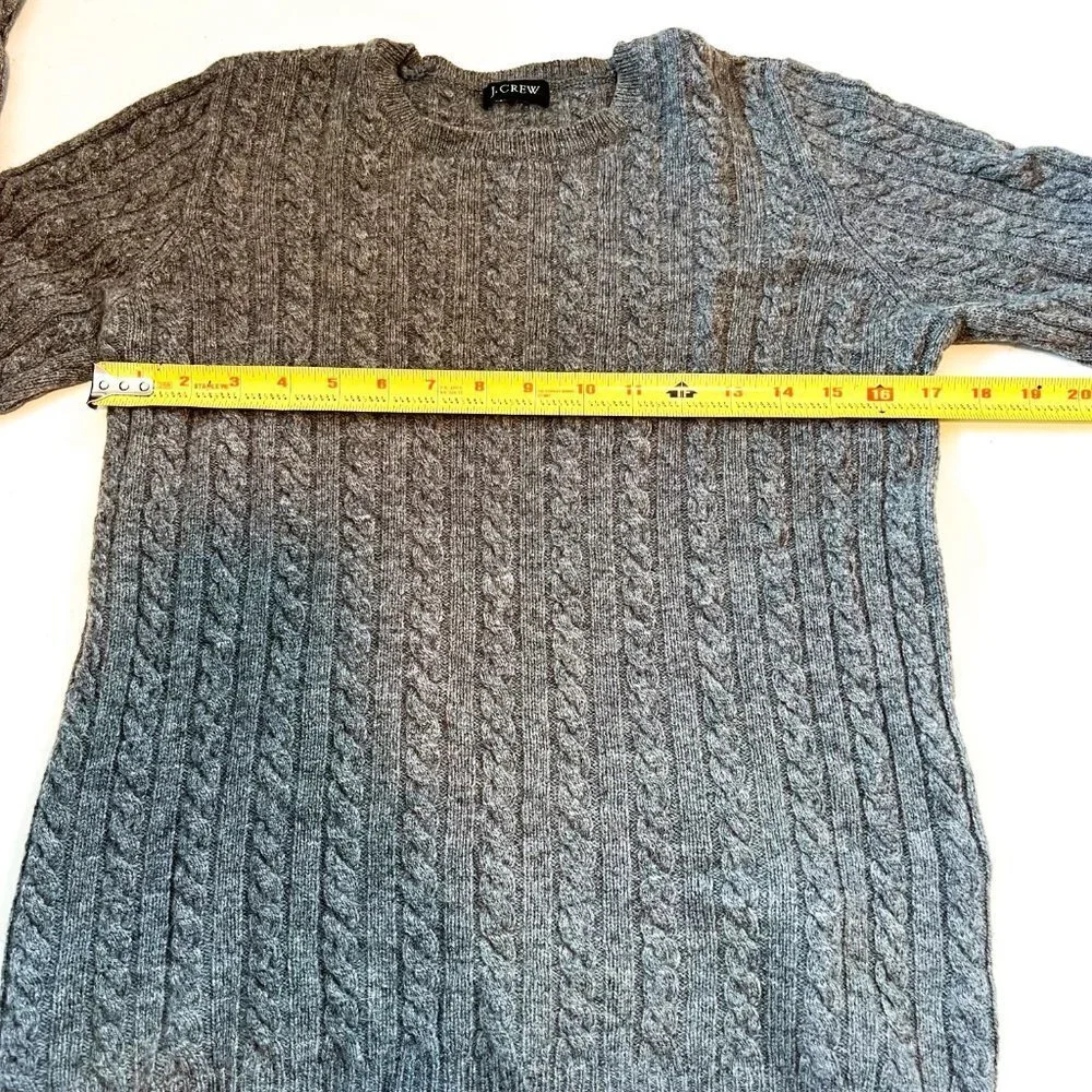 J. Crew Cable Knit Wool Blend Crew Neck Sweater in Gray Size Small